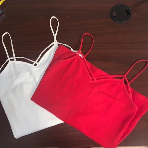 Express Tops - Express- White & Red Tank Top Bundle